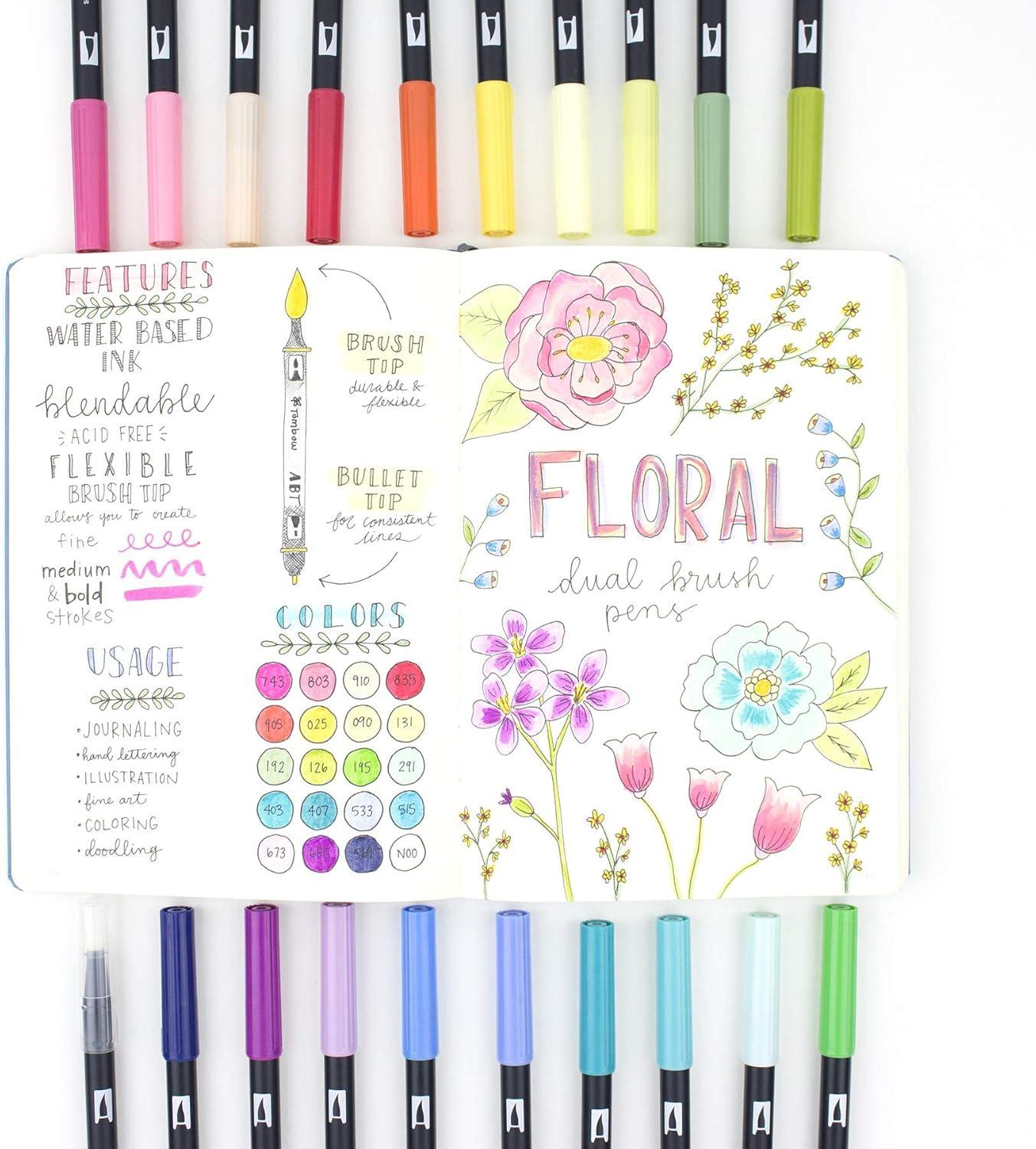 image:imageTombow 56170 Dual Brush Pen Art Markers Portrait 10Pack Blendable Brush and Fine Tip MarkersFloral