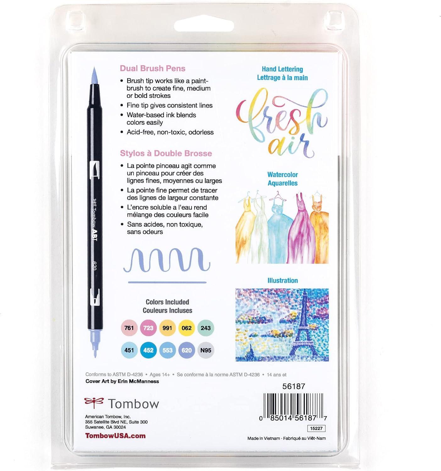 image:imageTombow 56170 Dual Brush Pen Art Markers Portrait 10Pack Blendable Brush and Fine Tip MarkersPastel