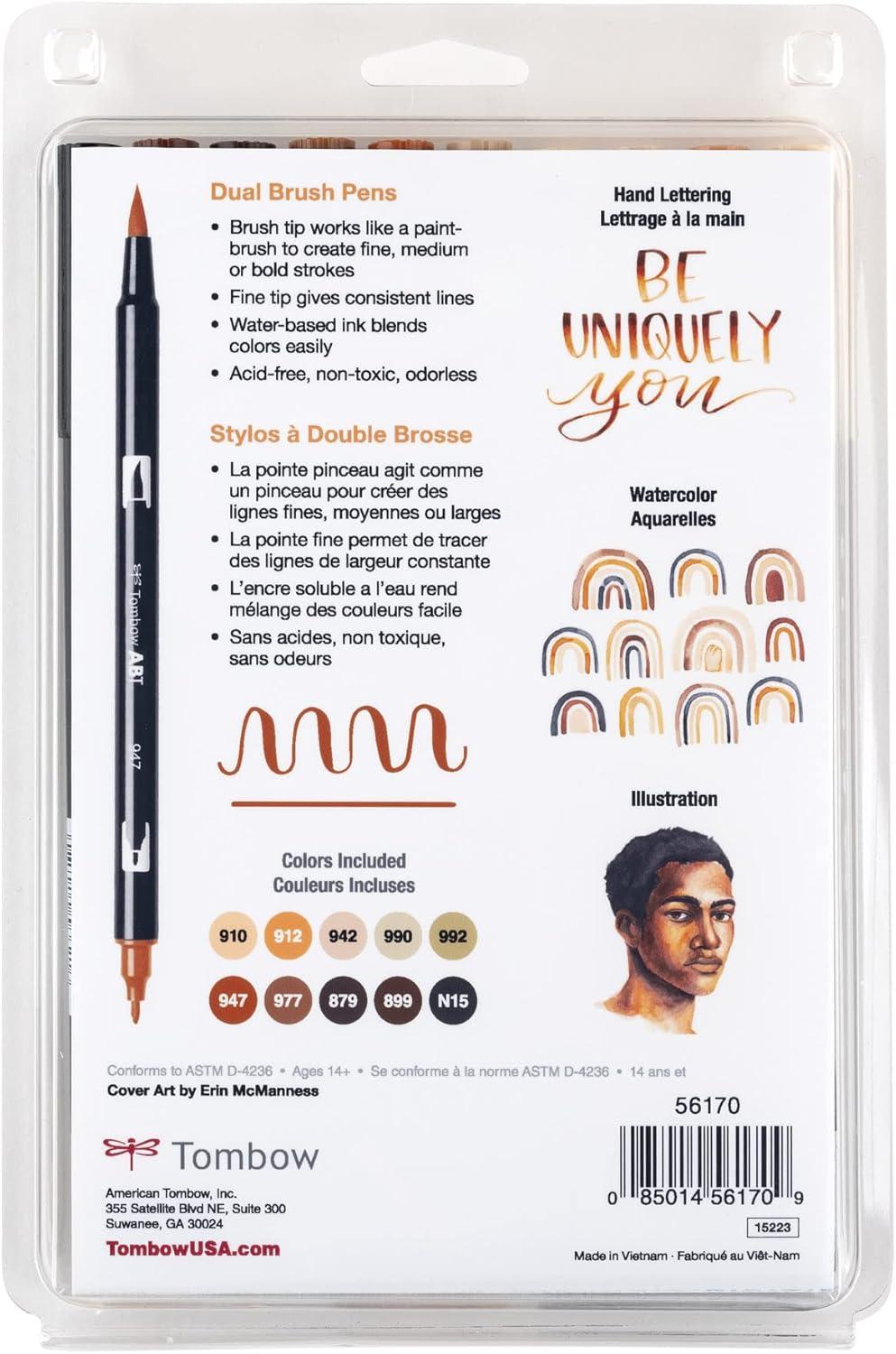 image:imageTombow 56170 Dual Brush Pen Art Markers Portrait 10Pack Blendable Brush and Fine Tip MarkersPortrait