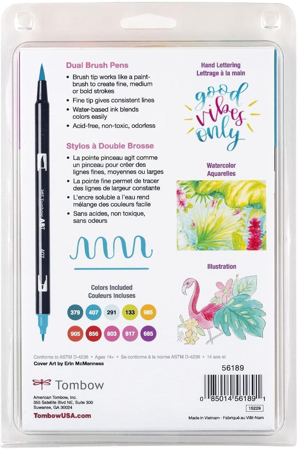 image:imageTombow 56170 Dual Brush Pen Art Markers Portrait 10Pack Blendable Brush and Fine Tip MarkersTropical