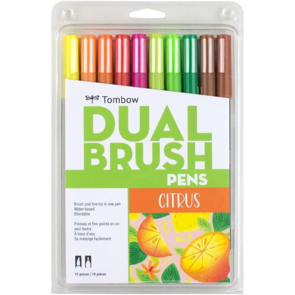 image:imageTombow 56170 Dual Brush Pen Art Markers Portrait 10Pack Blendable Brush and Fine Tip MarkersCitrus