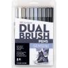 Tombow 56170 Dual Brush Pen Art Markers, Portrait, 10-Pack. Blendable, Brush and Fine Tip Markers(Grayscale)