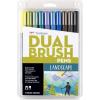 Tombow 56170 Dual Brush Pen Art Markers, Portrait, 10-Pack. Blendable, Brush and Fine Tip Markers(Landscape)