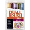 Tombow 56170 Dual Brush Pen Art Markers, Portrait, 10-Pack. Blendable, Brush and Fine Tip Markers(Muted)