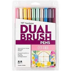 Tombow 56170 Dual Brush Pen Art Markers, Portrait, 10-Pack. Blendable, Brush and Fine Tip Markers(Cottage)