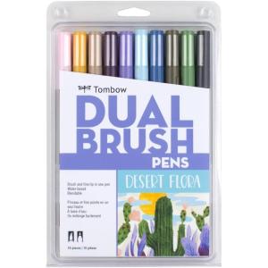 Tombow 56170 Dual Brush Pen Art Markers, Portrait, 10-Pack. Blendable, Brush and Fine Tip Markers(Desert Flora)