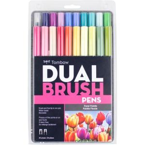 Tombow 56170 Dual Brush Pen Art Markers, Portrait, 10-Pack. Blendable, Brush and Fine Tip Markers(Floral)