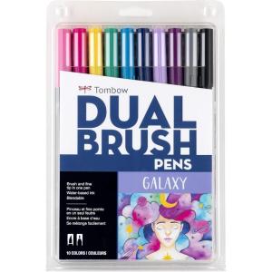 Tombow 56170 Dual Brush Pen Art Markers, Portrait, 10-Pack. Blendable, Brush and Fine Tip Markers(Galaxy)