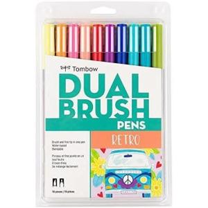 Tombow 56170 Dual Brush Pen Art Markers, Portrait, 10-Pack. Blendable, Brush and Fine Tip Markers(Retro)