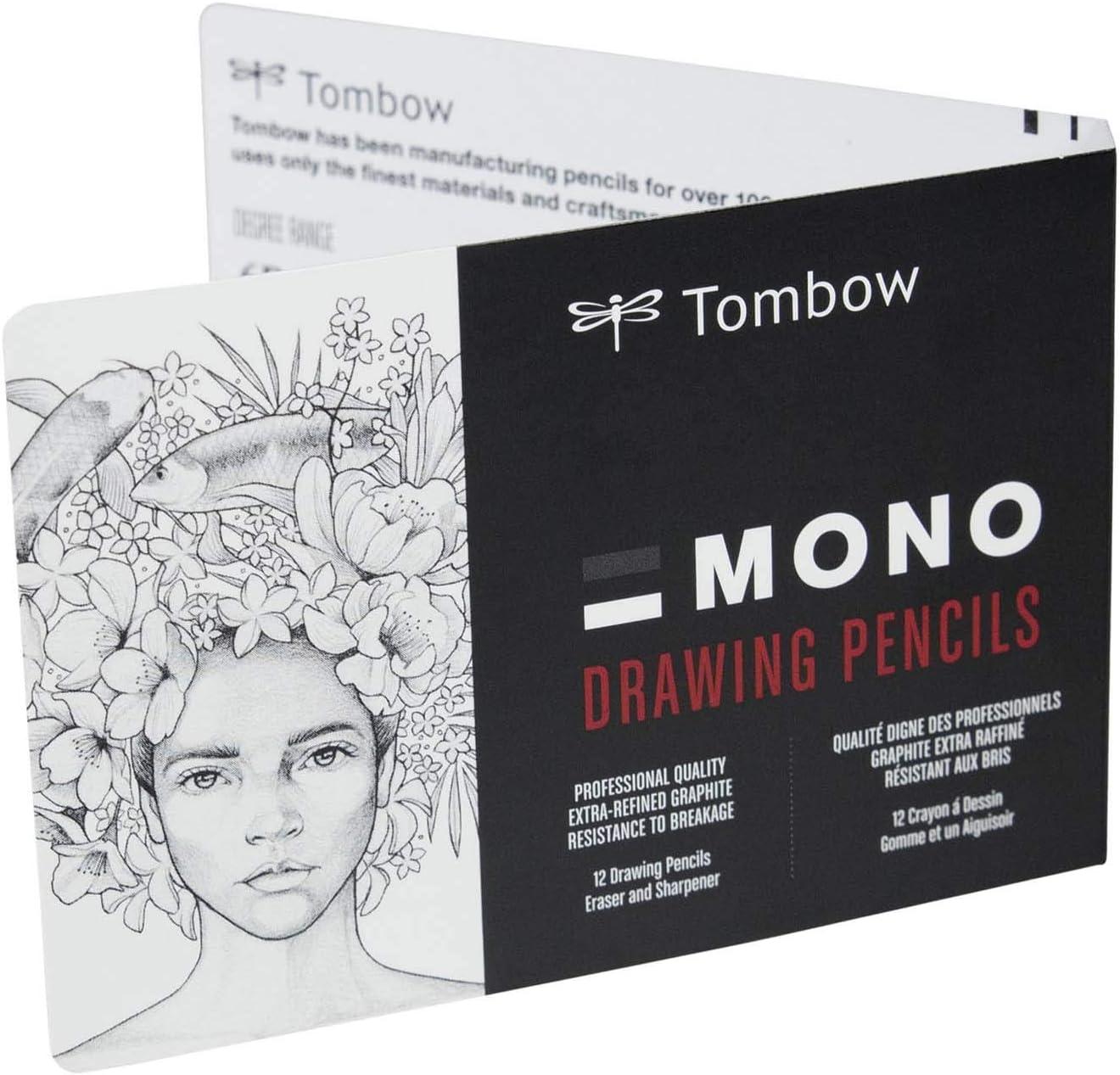 image:imageTombow 51523 MONO Drawing Pencil Set Assorted Degrees 12Pack Professional Quality Graphite Pencil Set with Eraser and Sharpener