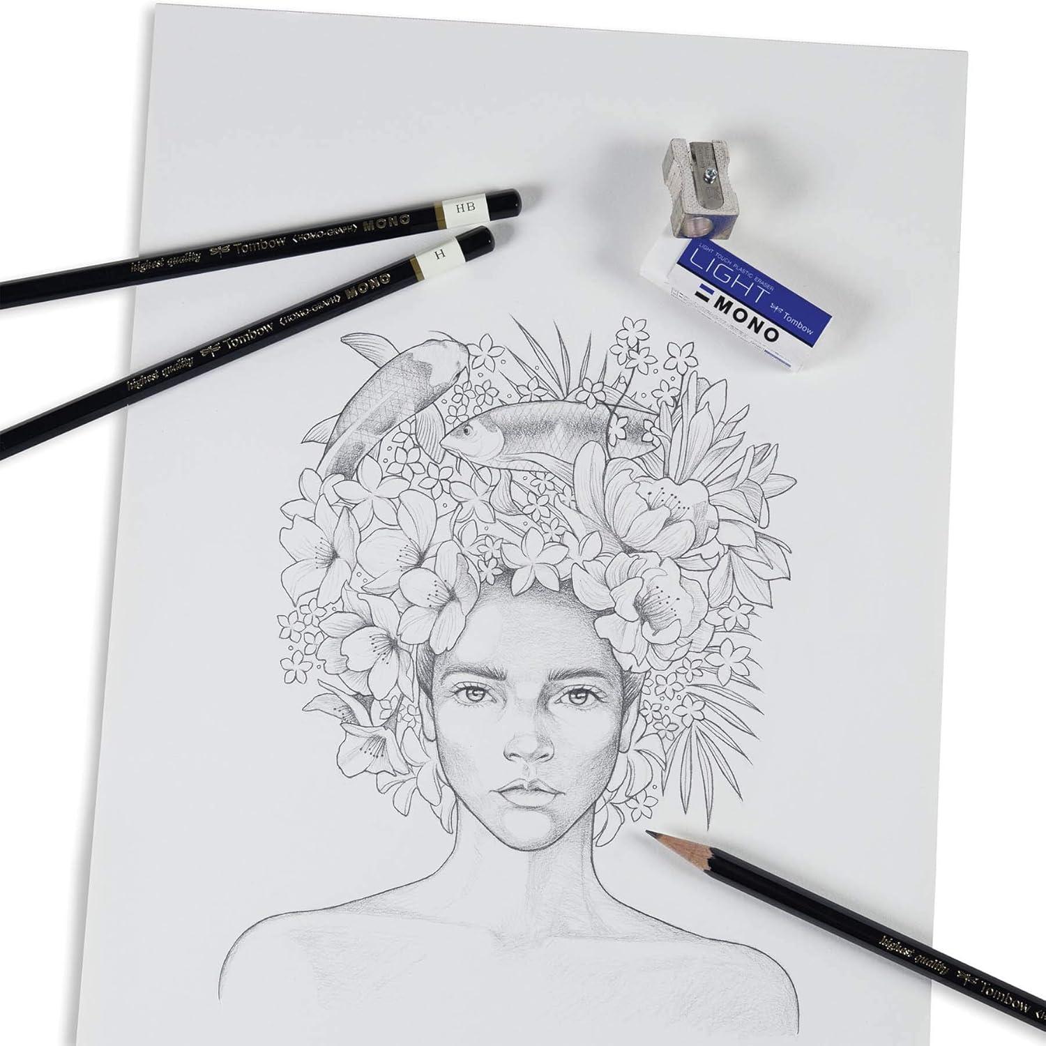 image:imageTombow 51523 MONO Drawing Pencil Set Assorted Degrees 12Pack Professional Quality Graphite Pencil Set with Eraser and Sharpener