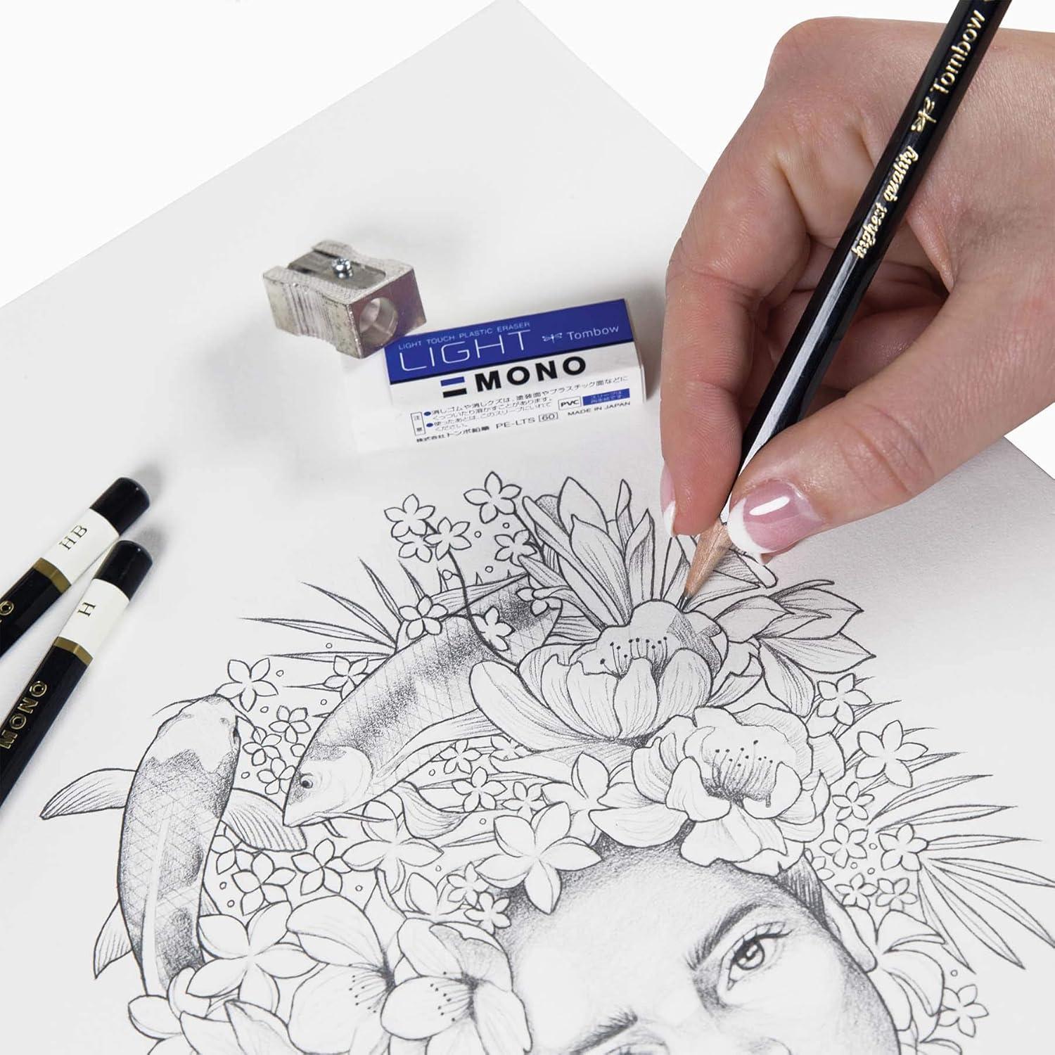 image:imageTombow 51523 MONO Drawing Pencil Set Assorted Degrees 12Pack Professional Quality Graphite Pencil Set with Eraser and Sharpener
