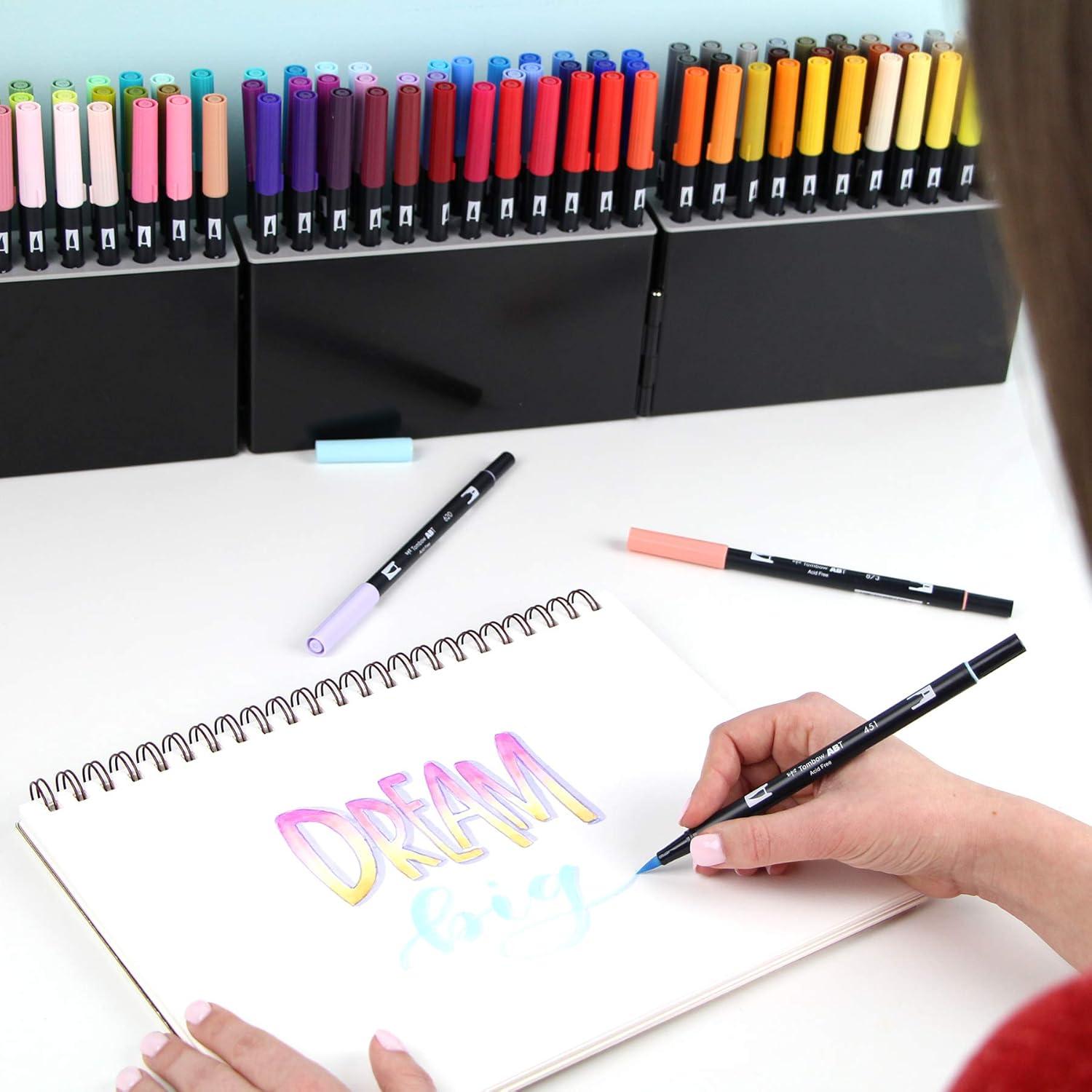 image:imageTombow 56179 Dual Brush Pen Art Markers 108 Color Set with Marker Case Blendable Brush and Fine Tip Markers with Marker Case108Piece Set