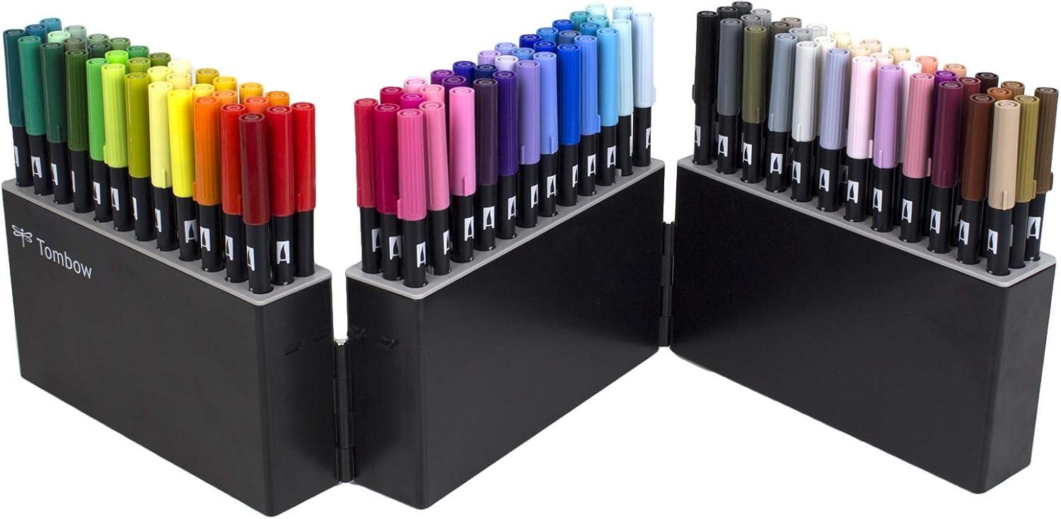 image:imageTombow 56179 Dual Brush Pen Art Markers 108 Color Set with Marker Case Blendable Brush and Fine Tip Markers with Marker Case108Piece Set