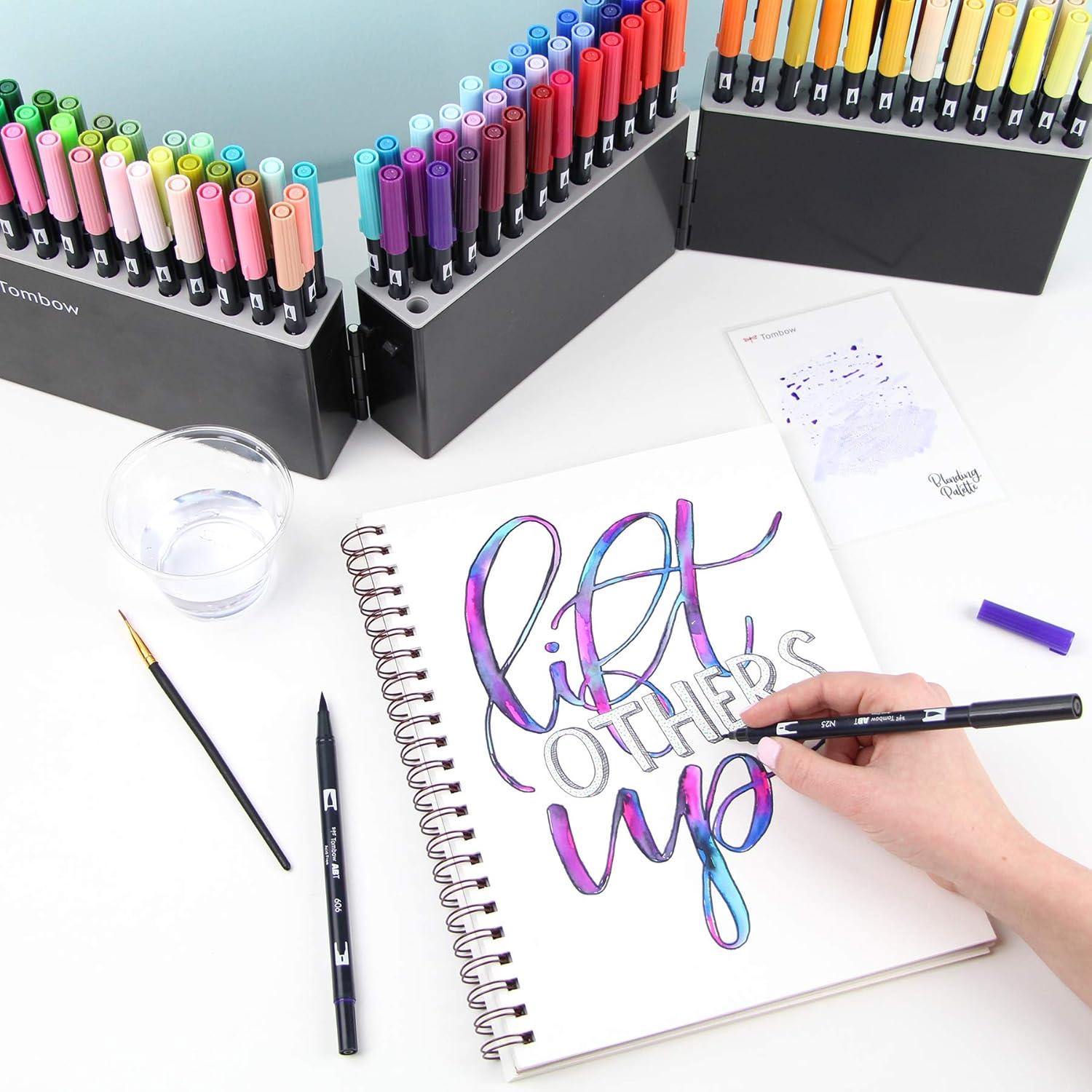 image:imageTombow 56179 Dual Brush Pen Art Markers 108 Color Set with Marker Case Blendable Brush and Fine Tip Markers with Marker Case108Piece Set