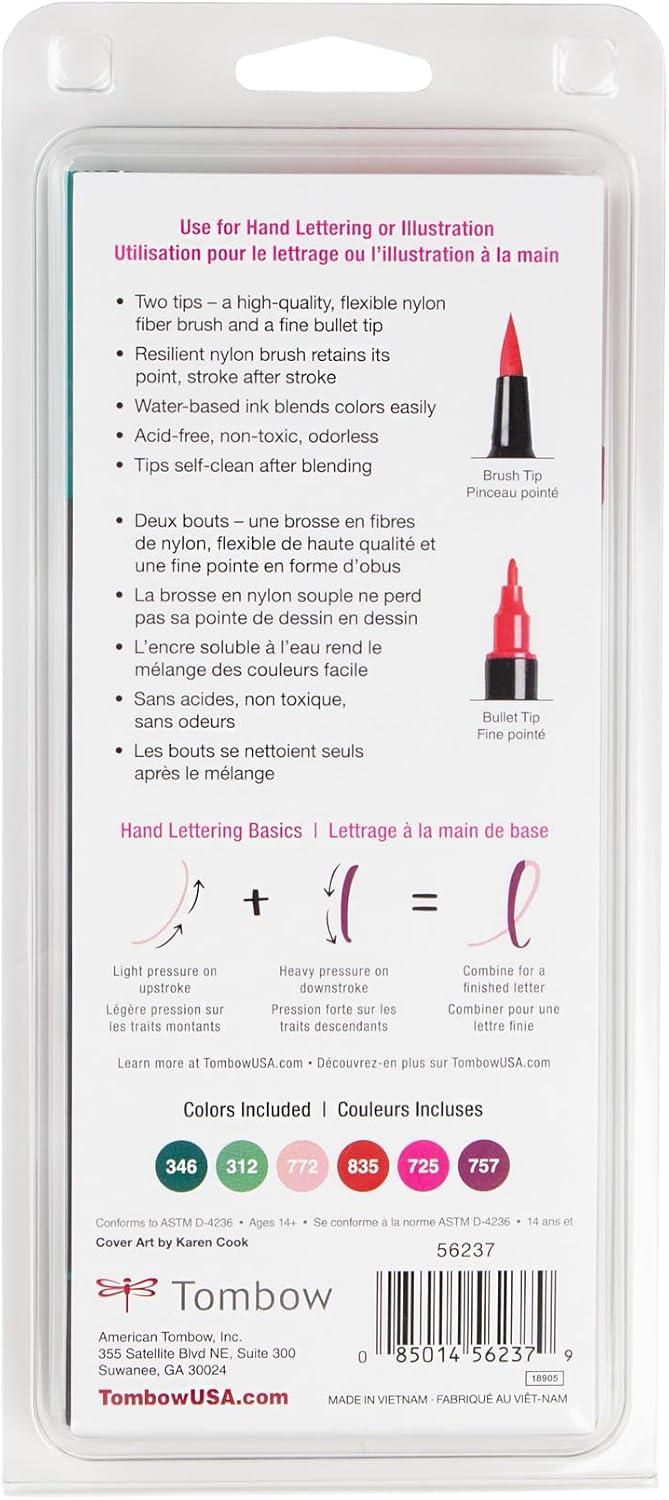image:imageTombow 56237 Dual Brush Pen Art Markers Very Berry 6Pack