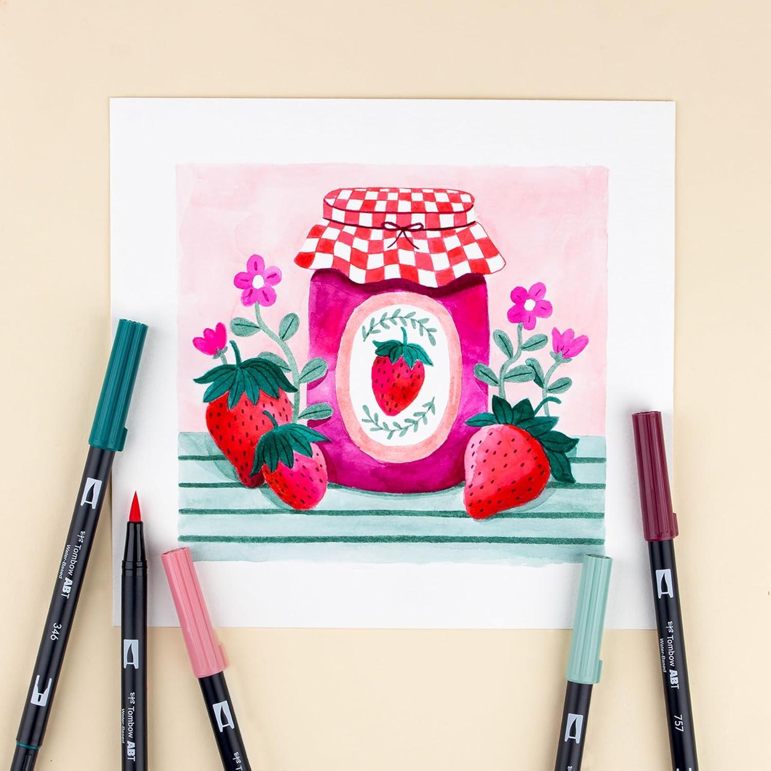 image:imageTombow 56237 Dual Brush Pen Art Markers Very Berry 6Pack