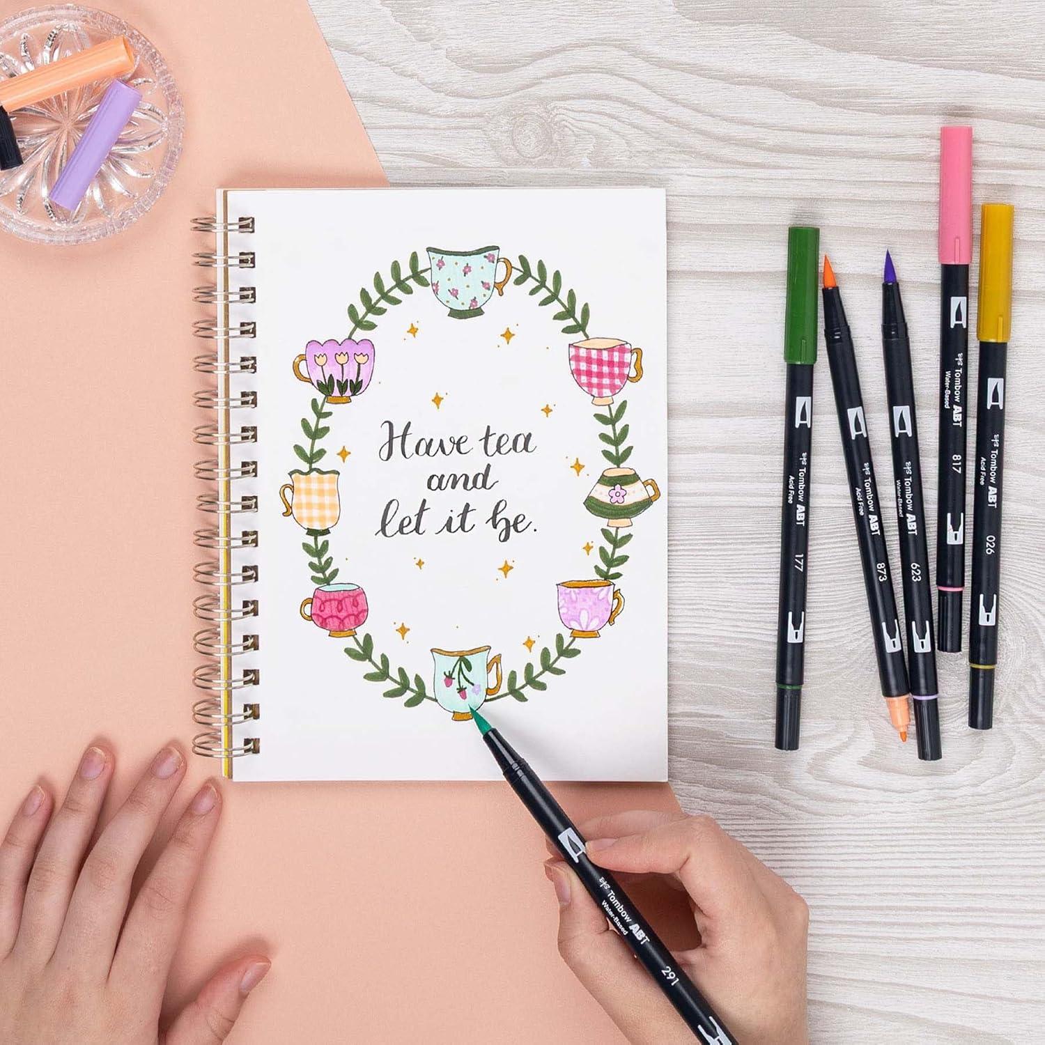 image:imageTombow 56242 Dual Brush Pen Art Markers Teatime 6Pack WaterBased for Hand Lettering Watercolor Fine Art Illustrations
