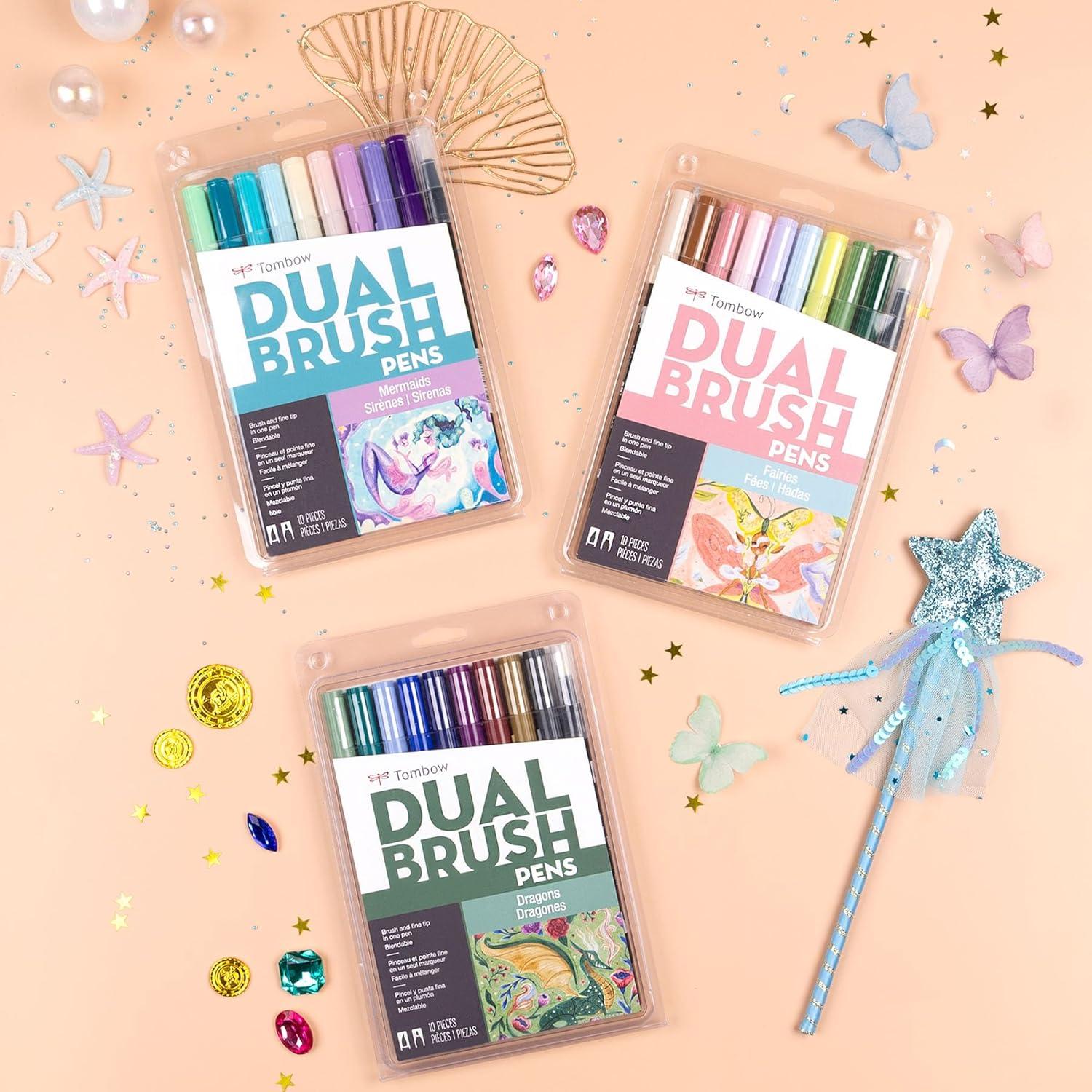 image:imageTombow 56257 Dual Brush Pen Art Markers Dragons 10Pack WaterBased Ink for Hand Lettering Watercolor Fine Art Illustrations