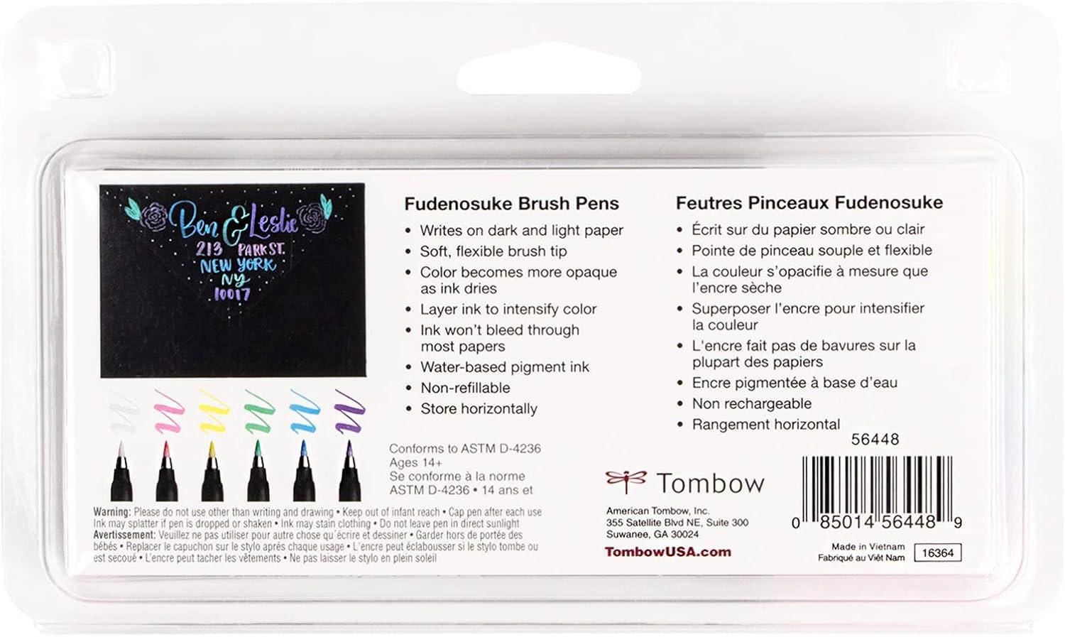 image:imageTombow 56448 Fudenosuke Brush Pens Pastel 6Pack