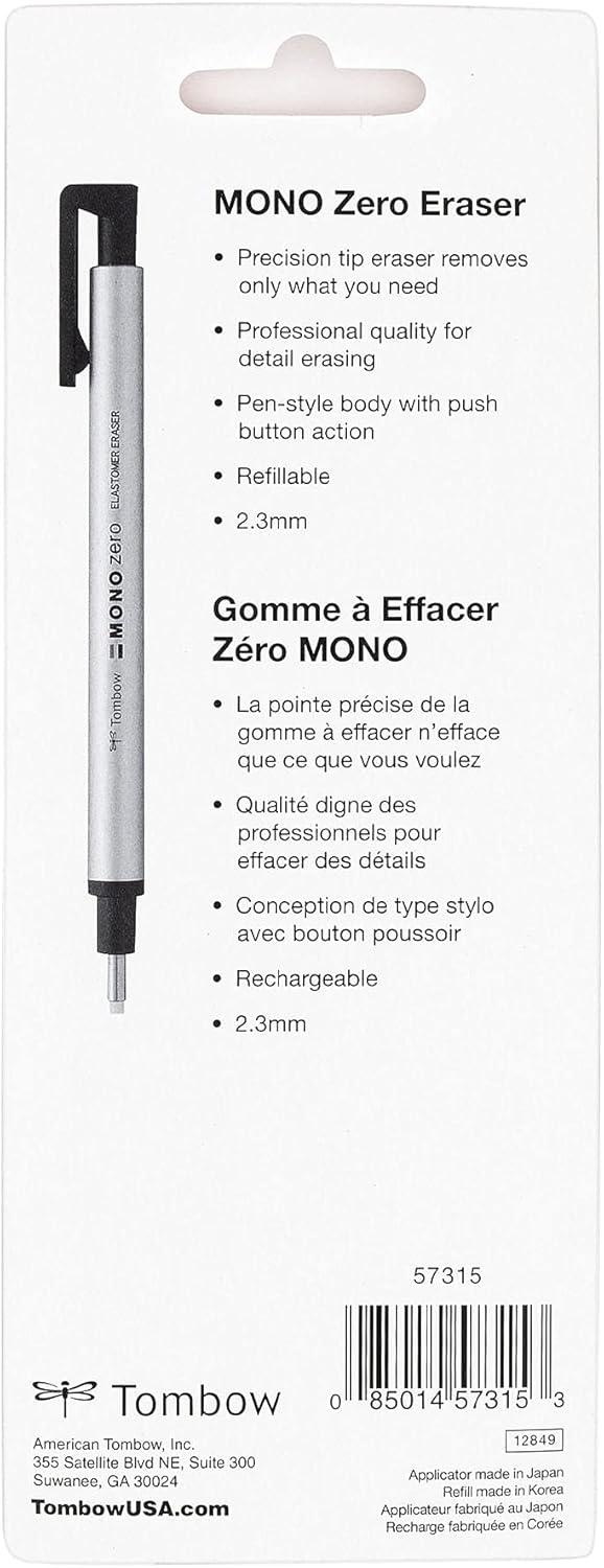 image:imageTombow 57317 Mono Zero Eraser Value Pack Rectangle 25mm Precision Tip PenStyle Eraser with RefillRound