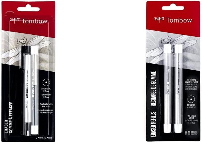 image:imageTombow 57317 Mono Zero Eraser Value Pack Rectangle 25mm Precision Tip PenStyle Eraser with RefillRound