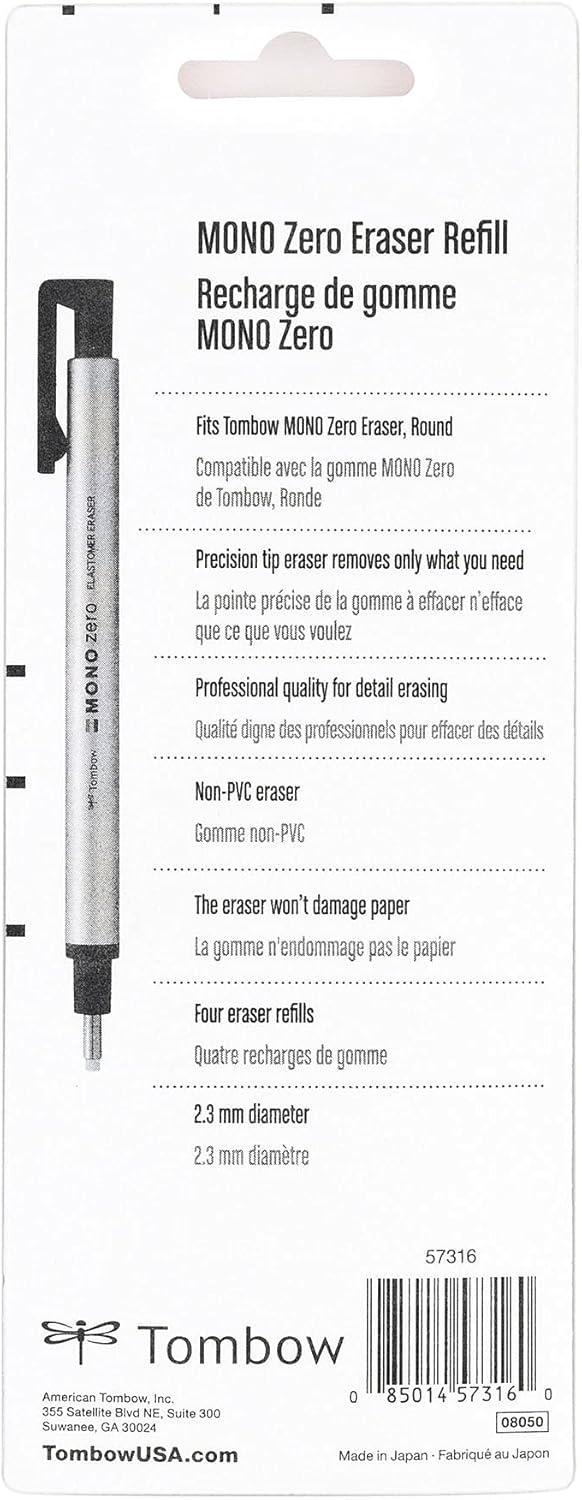 image:imageTombow 57317 Mono Zero Eraser Value Pack Rectangle 25mm Precision Tip PenStyle Eraser with RefillRound