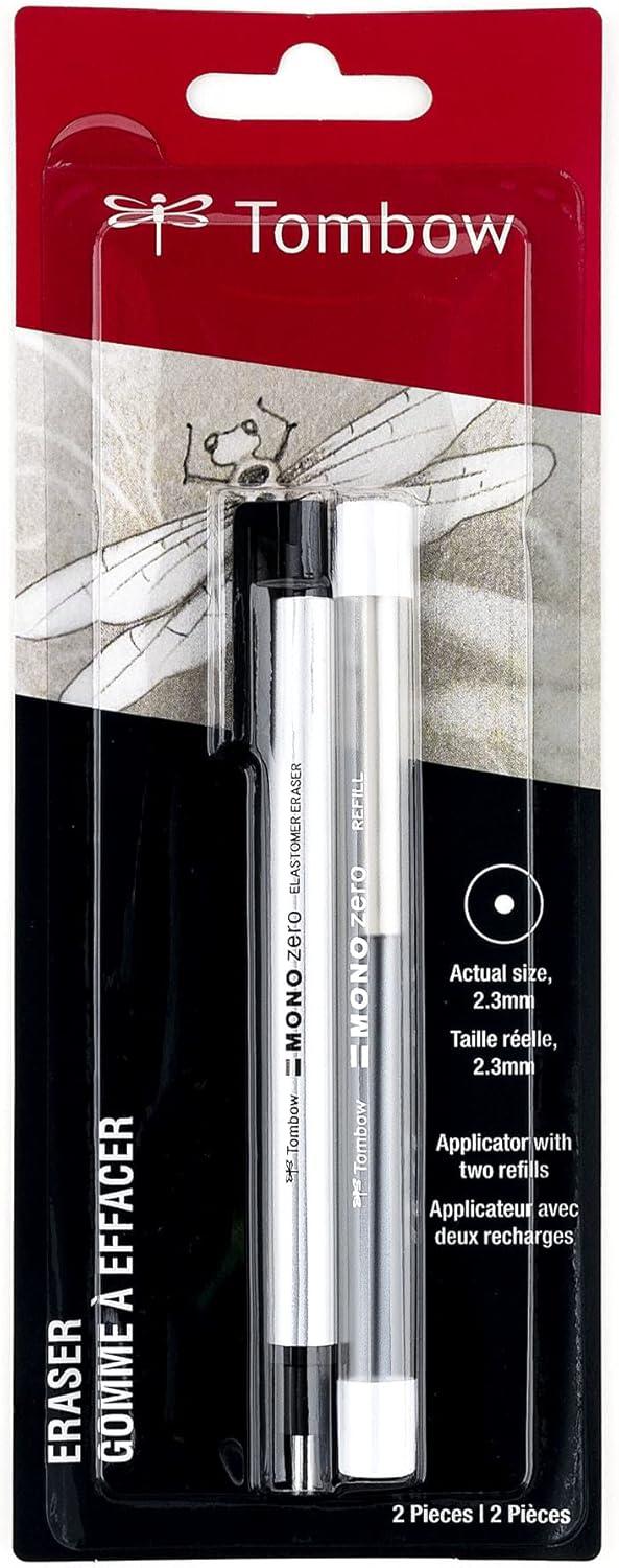 image:imageTombow 57317 Mono Zero Eraser Value Pack Rectangle 25mm Precision Tip PenStyle Eraser with RefillRound