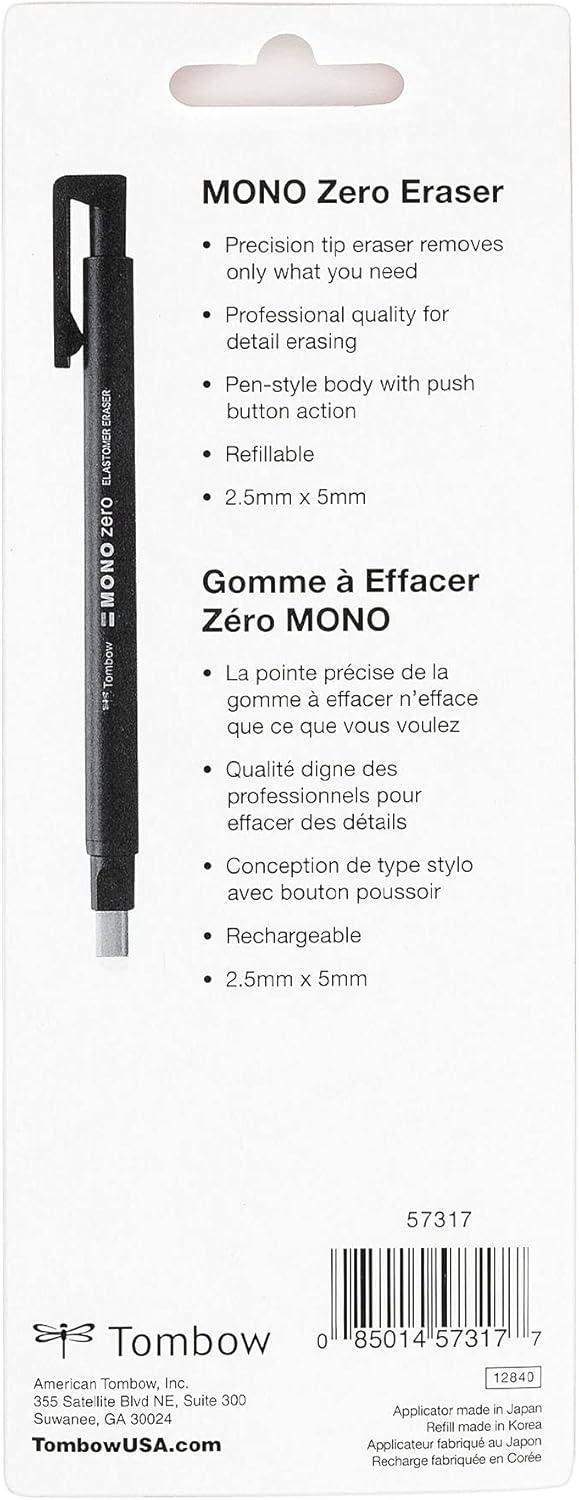 image:imageTombow 57317 Mono Zero Eraser Value Pack Rectangle 25mm Precision Tip PenStyle Eraser with RefillRound