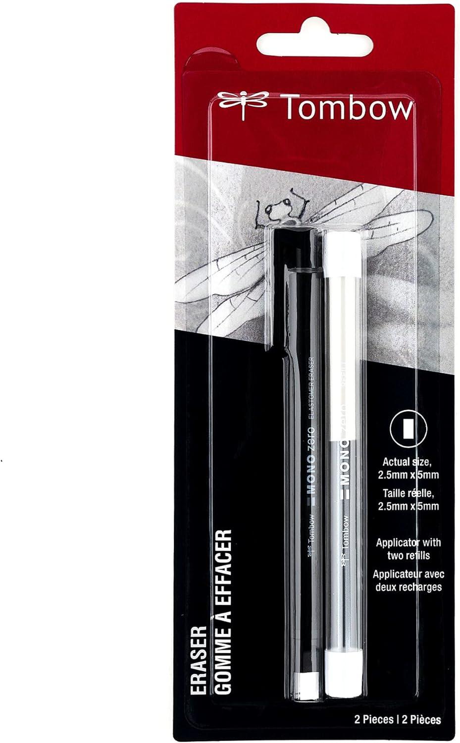 image:imageTombow 57317 Mono Zero Eraser Value Pack Rectangle 25mm Precision Tip PenStyle Eraser with RefillRound