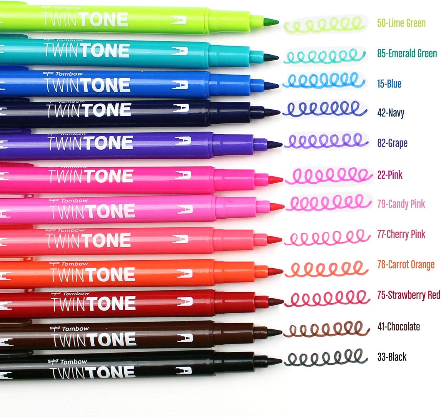 image:imageTombow 61500 Twintone Marker Set Bright 12Pack DoubleSided Markers for Bold and Precise Writing