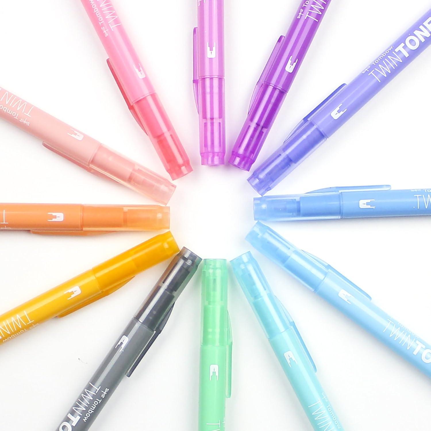image:imageTombow 61501 TwinTone Marker Set Pastel 12Pack DoubleSided Markers Perfect for Planners Journals Doodling and More
