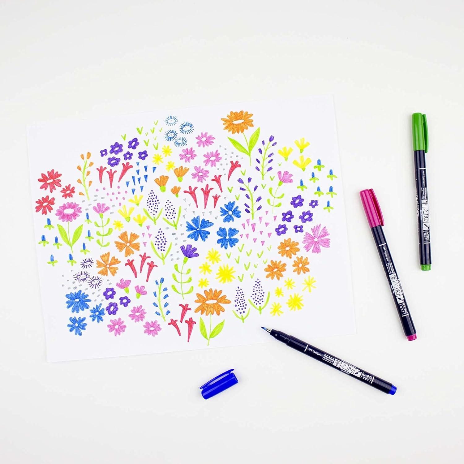 image:imageTombow 62039 Fudenosuke Brush Pens 3Pack Soft Hard and Twin Tip Markers for Calligraphy and Art DrawingsColors