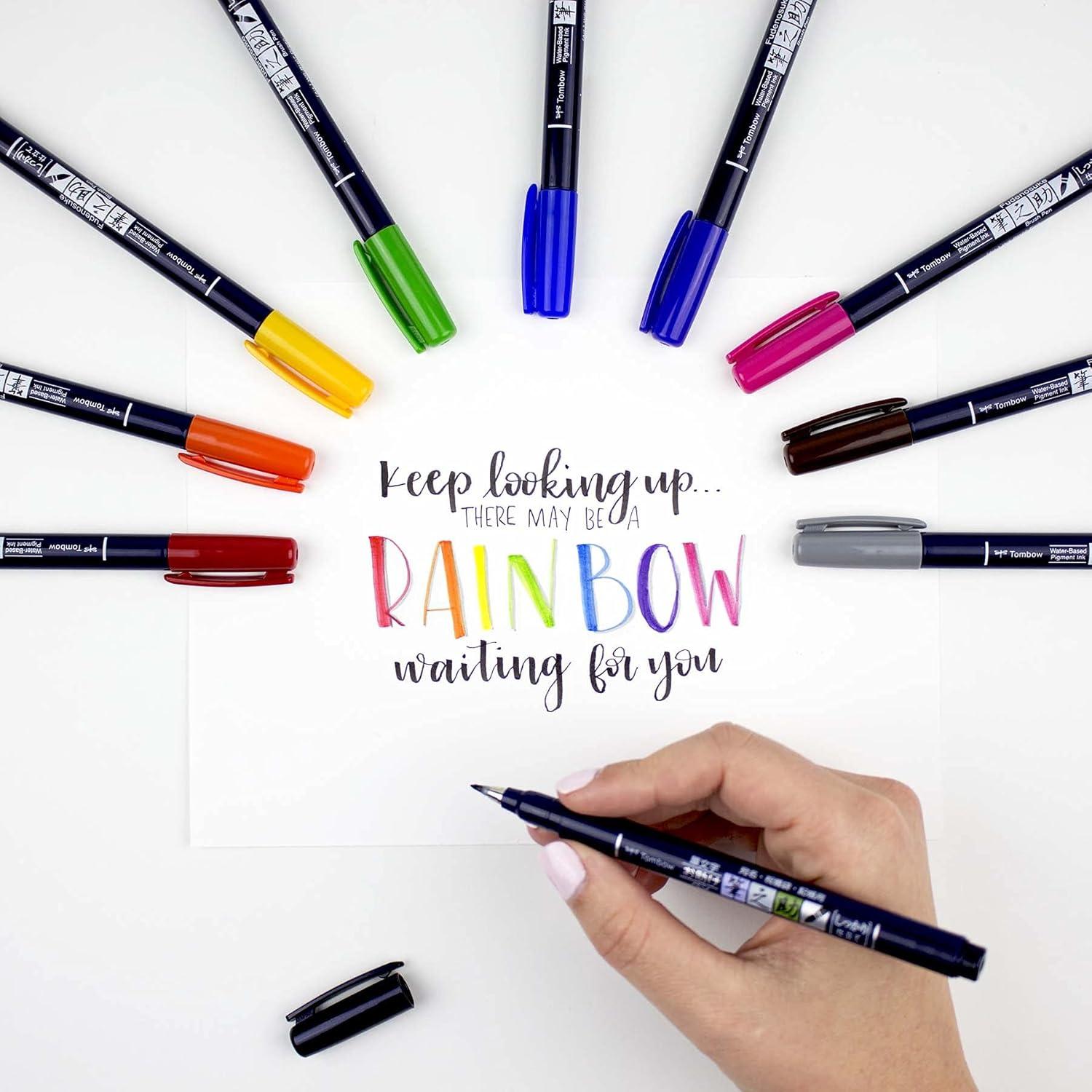 image:imageTombow 62039 Fudenosuke Brush Pens 3Pack Soft Hard and Twin Tip Markers for Calligraphy and Art DrawingsColors