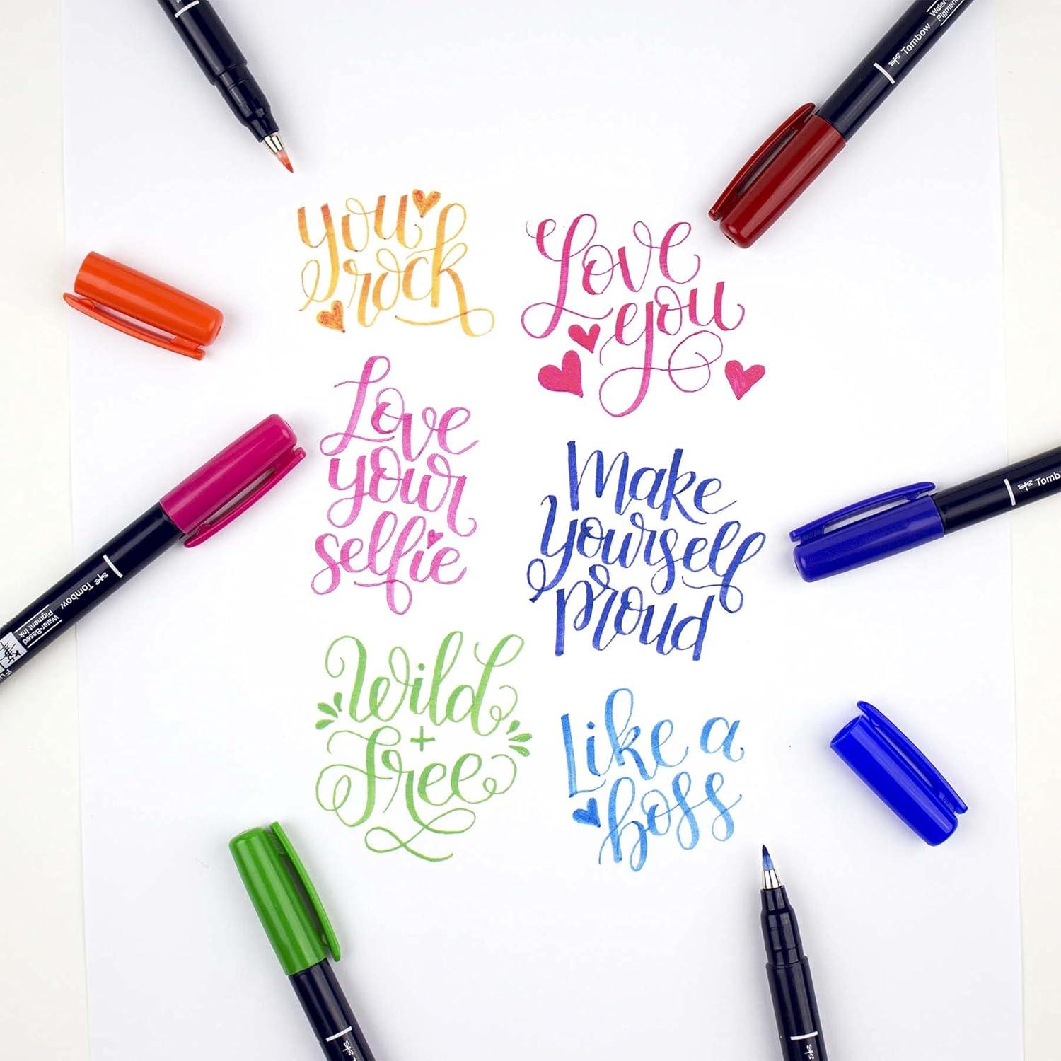 image:imageTombow 62039 Fudenosuke Brush Pens 3Pack Soft Hard and Twin Tip Markers for Calligraphy and Art DrawingsColors