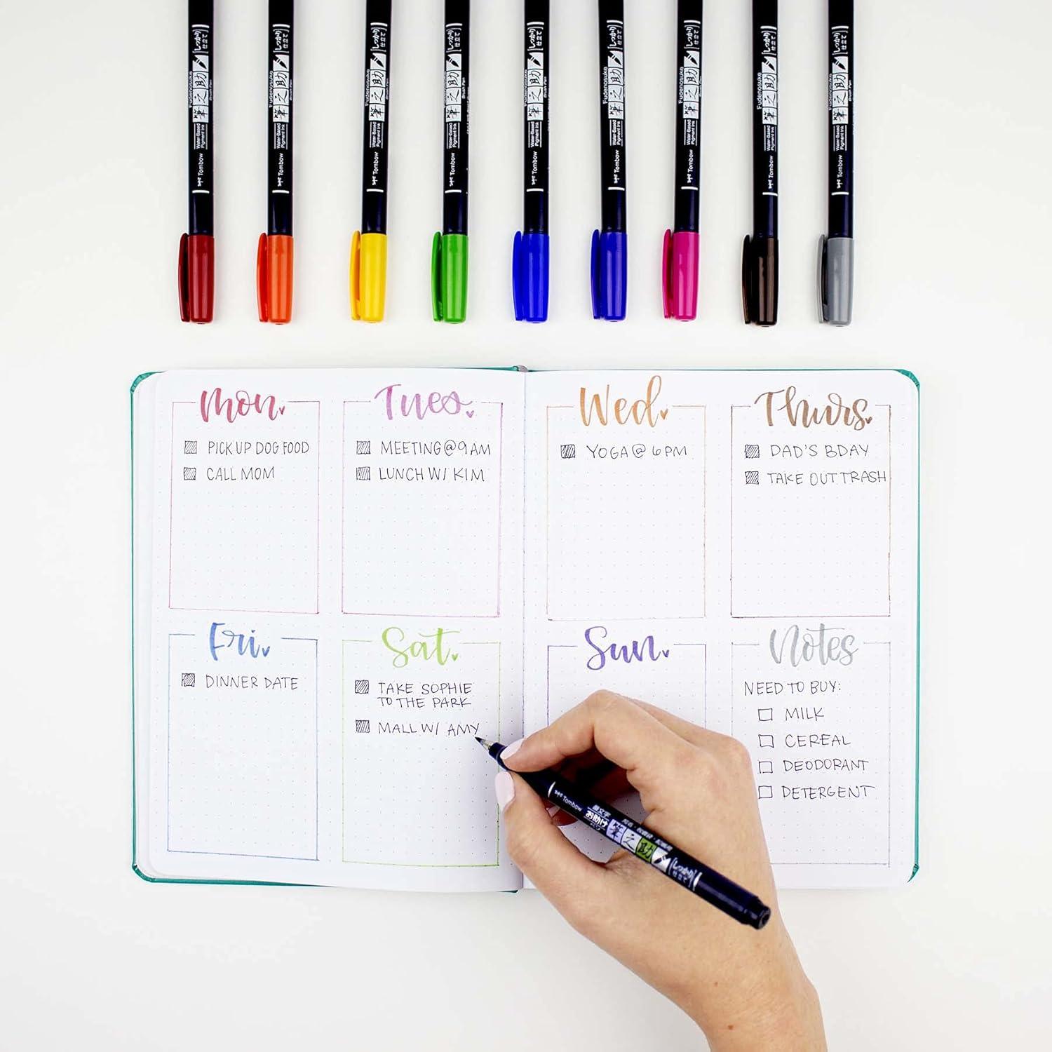 image:imageTombow 62039 Fudenosuke Brush Pens 3Pack Soft Hard and Twin Tip Markers for Calligraphy and Art DrawingsColors