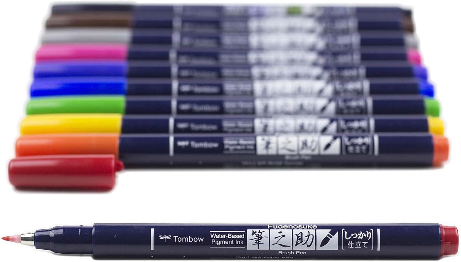 image:imageTombow 62039 Fudenosuke Brush Pens 3Pack Soft Hard and Twin Tip Markers for Calligraphy and Art DrawingsColors