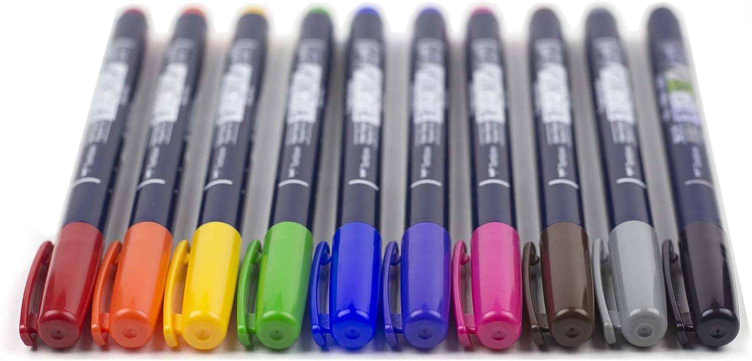 image:imageTombow 62039 Fudenosuke Brush Pens 3Pack Soft Hard and Twin Tip Markers for Calligraphy and Art DrawingsColors