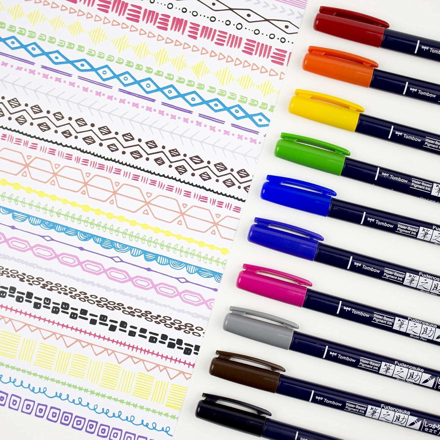 image:imageTombow 62039 Fudenosuke Brush Pens 3Pack Soft Hard and Twin Tip Markers for Calligraphy and Art DrawingsColors