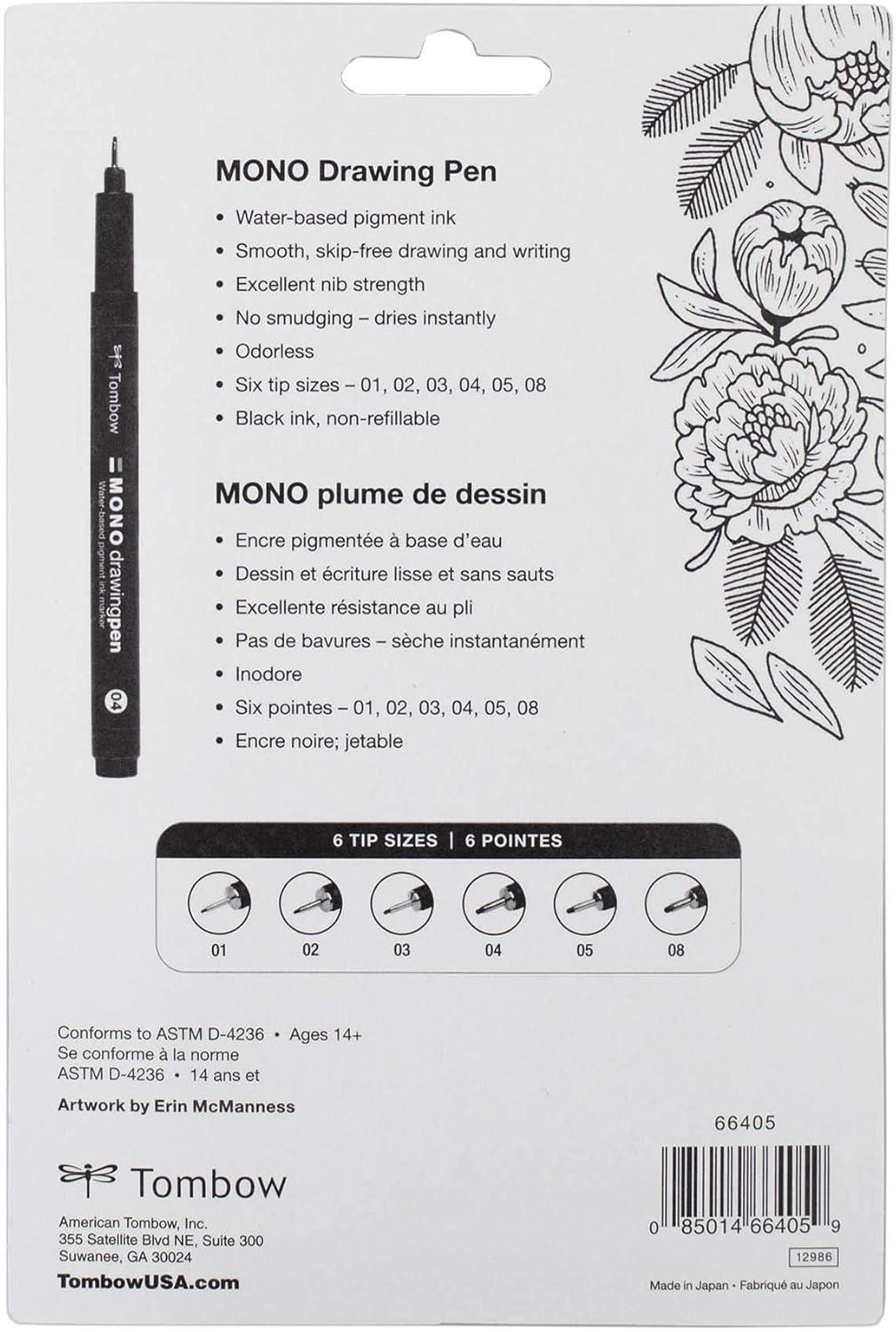 image:imageTombow 66405 Mono Drawing Pen 6Pack Create Precise Detailed Drawings with Six Tip Sizes 01 02 03 04 05 and 08