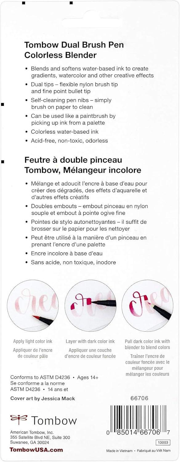 image:imageTombow 66706 Dual Brush Pen Colorless Blender 3Pack Colorless ink blends and softens colors