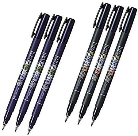 image:imageTombow Fudenosuke Brush Pen Hard Type amp Soft Type Earh 3 Pens Total 6 Pens Arts Value set