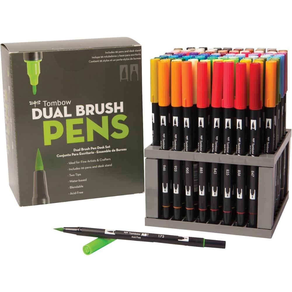 image:imageTombow 56179 Dual Brush Pen Art Markers 108 Color Set with Marker Case Blendable Brush and Fine Tip Markers with Marker Case96Color Set
