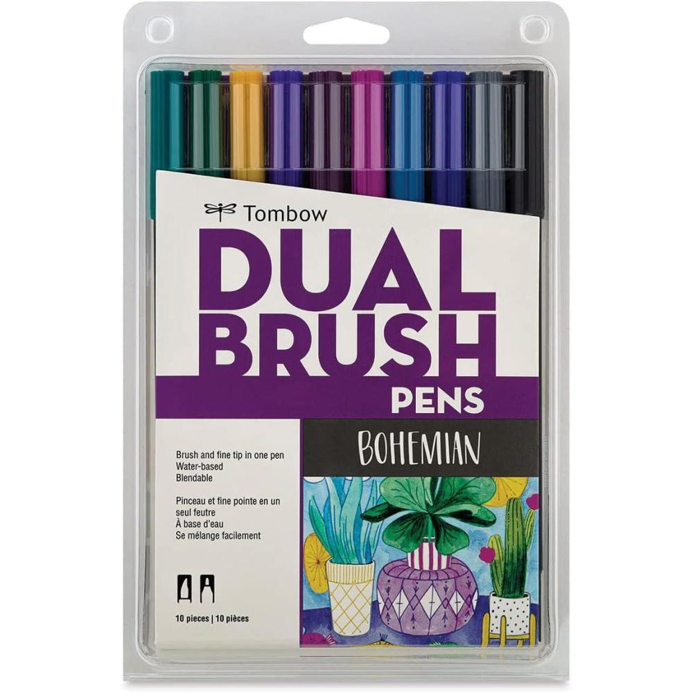 image:imageTombow 56218 Dual Brush Pen Art Markers Bohemian 10Pack Blendable Brush and Fine Tip MarkersMARKING