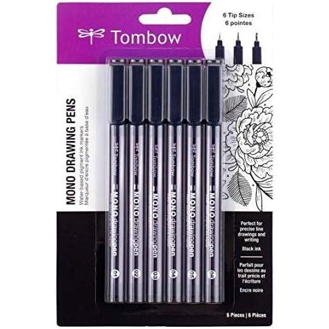 image:imageTombow 66405 Mono Drawing Pen 6Pack Create Precise Detailed Drawings with Six Tip Sizes  01 02 03 04 05 and 08