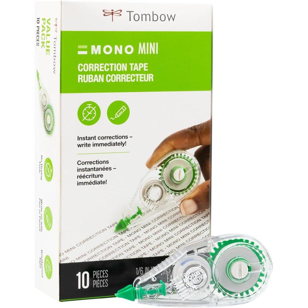 image:imageTombow 68722 MONO Mini Correction Tape Easy to Use Applicator for Instant CorrectionsClear 10Pack10 Pack
