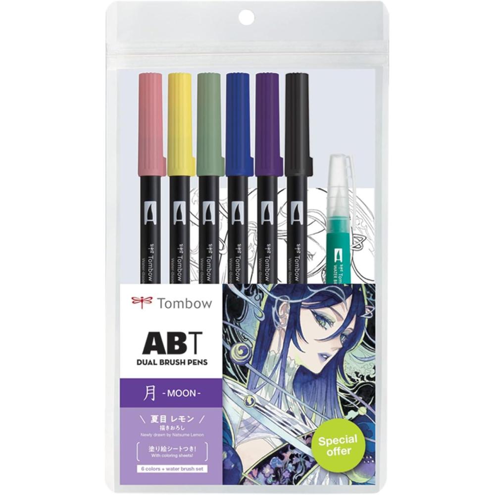 image:imageTombow 72563 Dual Brush Pen Art Markers Manga Illustration Moon 6Pack