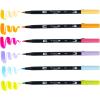 Tombow 56240 Dual Brush Pen Art Markers, Yay Sorbet, 6-Pack. Blendable, Brush and Fine Tip Markers