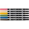 Tombow 72560 Dual Brush Pen Art Markers, Manga Illustration, Flower 6-Pack