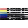 Tombow 72563 Dual Brush Pen Art Markers, Manga Illustration, Moon 6-Pack